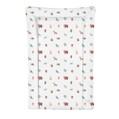 Image of Deluxe Unisex Baby Waterproof Changing Mat with Raised Edges 46x73cm Colourful Animals (Woodland Animals)