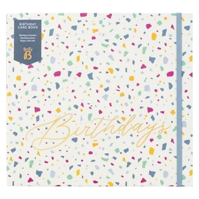 Image of Busy B Birthday Card Book Terrazzo with Reminders, Monthly Storage Pockets