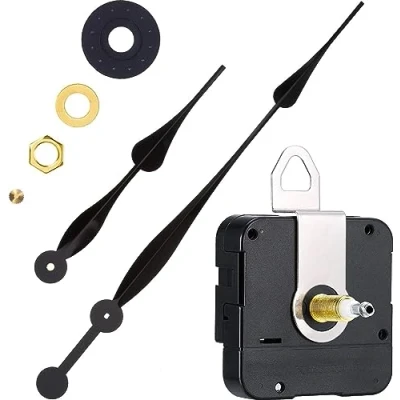 Image of Hicarer High Torque Long Shaft Clock Movement Mechanism Replacement Motor with 12 Inch Spade Hands (Black)