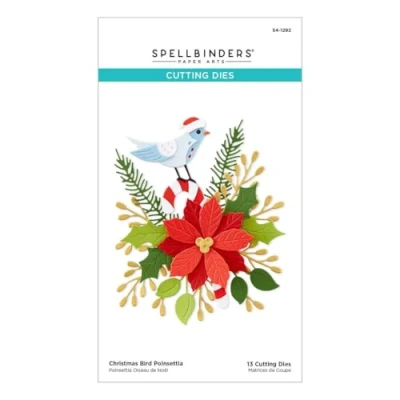 Image of Spellbinders Christmas Bird Poinsettia Etched Dies from The Classic Collection