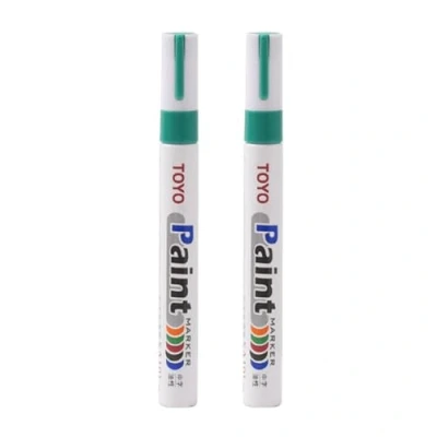 Image of Worparsen 2Pcs Tire Paint Pen Marker Lettering Permanent Waterproof Ink Fill Pens for Car Vehicle Motorcycle Tyre Green