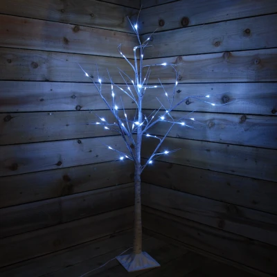 Image of 2.4m (8ft) Christmas Outdoor Birch Tree with 136 Ice White LEDs