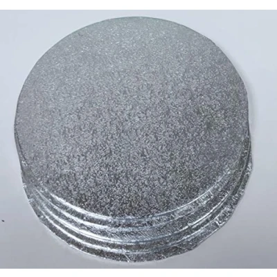 Image of Art of Cake, Round Turned Edge Cake Cards/Double Thick 6in Board Silver Fern Covering (3mm Thick) 6 in/ 150mm (Pack 5