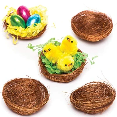 Image of Baker Ross E8623 Mini Bird Nests for Fluffy Chicks and as Easter decoration, Pack of 15, 5cm