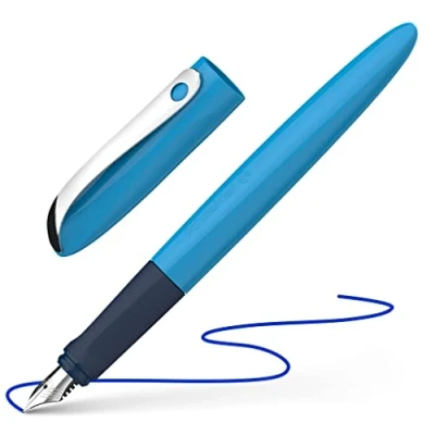 Image of Schneider 162113 Wavy Fountain Pen for Right and Left Handed Users with Beginner Nib Blue