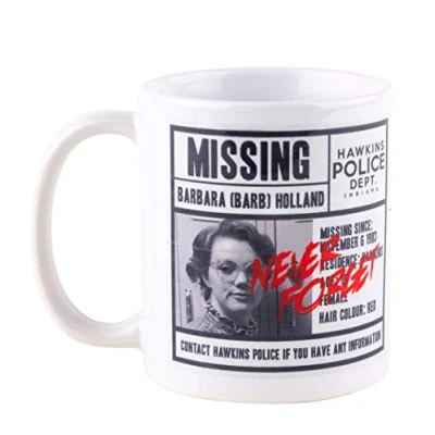 Image of Pyramid International Stranger Things Ceramic Mug with Image of Missing Barb Poster in Presentation Box Official Merchandise