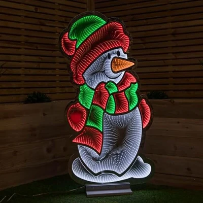 Image of Samuel ALEXANDER 4ft (1.2m) Tall Standing Light up Snowman Infinity Christmas Decoration with Multi Coloured LEDs