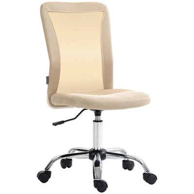 Image of Vinsetto Office Chair, Armless Desk Adjustable Computer Swivel Chair with Rolling Wheels and Mesh Back for Home Work Study, Beige