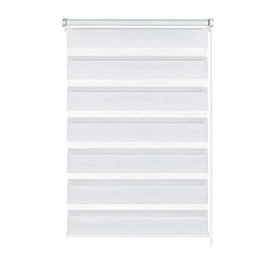 Image of GARDINIA Double Roller Blind for Clamping or Gluing, Duo Blind/ Side Pull Blind, Transparent and Opaque Stripes, Mounting Kit Included, White, 60 x 150 cm (WxH)