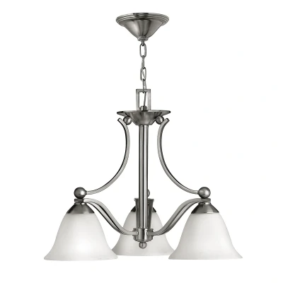 Image of Bolla Multi Arm Chandelier 3 Light Brushed Nickel Finish, E27