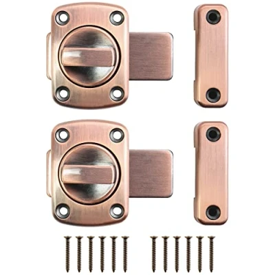 Image of QWORK® 2 Pack Rotate Bolt Latch Lock Stainless Steel Gate Bathroom Door Lock, Applicable to Various Doors, Red Bronze