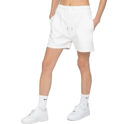 Image of 989Zé ENZO Womens Fleece Lined Shorts Ladies Soft Running Gym Loungewear Sweat Pants (UK, Alpha, L, Regular, Off White)