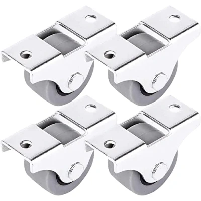 Image of SKIR&#039;CO (Pack of 4 pcs) Small 25 mm Furniture Castors, Rubber Wheels, Non Swivel, Fixed Casters, One Way Direction (4)