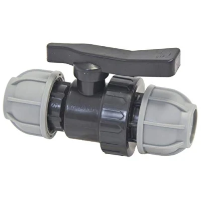 Image of Farm &amp; Field Hardware MDPE Compression Pipe Joiner with In Line Ball Valve. 20 mm, 25 32 mm (25 Compression)