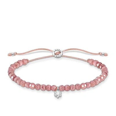 Image of Thomas Sabo Women Bracelet Pink Pearls with White Stone 925 Sterling Silver A1987 401 9 L20V