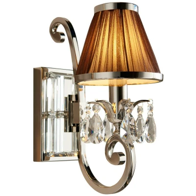 Image of Oksana 1 Light Indoor Candle Wall Polished Nickel Plate with Chocolate Shade, E14
