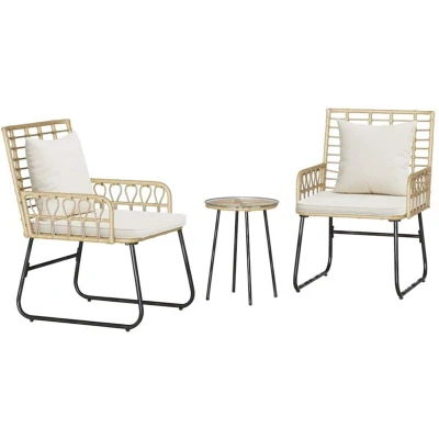 Image of vidaXL Garden Dining Set 3 pcs 35 x 45 cm Poly rattan, steel