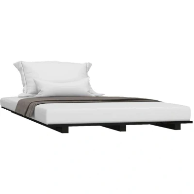 Image of vidaXL Bed Frame without Mattress Black 90x190 cm Single Solid Wood Pine