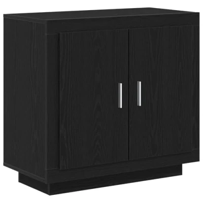 Image of vidaXL Buffet Sideboard Black Oak Engineered Wood Matte Finish Dining/Living Room Storage Cabinet Rectangular Medium Modern Design