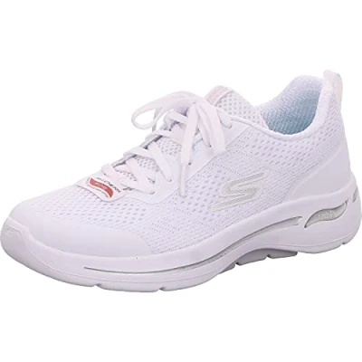 Image of Skechers Women&#039;s Performance Go Walk Arch Fit Motion Breeze Sneaker, White/Silver, 9 UK