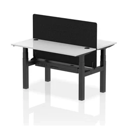 Image of Air B2B 1400x600 Adjustable 2P Bench Desk CP White/Black + Screen