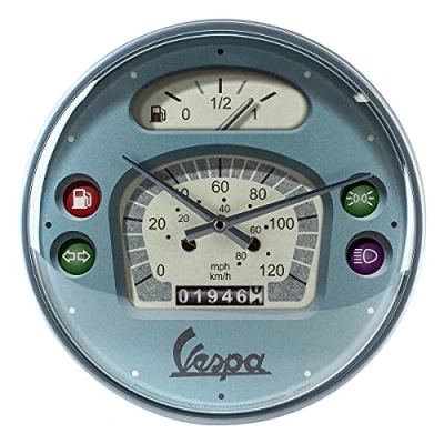 Image of Nostalgic Art Vespa Speedometer Gift Idea for Scooter Fans, Large Kitchen Clock, Vintage Design Decoration, Diameter 31 cm