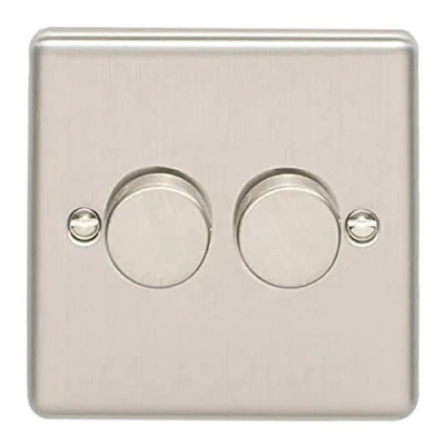Image of Enhance Decorative 2 Gang Dimmer Satin Stainless Finish