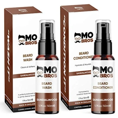 Image of Beard Wash &amp; Conditioner Pack to Soften RefreshConditioner Cleanse ReviveSandalwood2 x 50ml