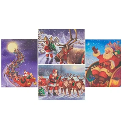 Image of Box of 24 Assorted Festive Santa Multiple Charity Christmas Cards In 4 Designs 556980