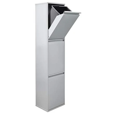 Image of Arregui Basic CR302 B Waste Bin for Collecting Buckets, Steel Cabinet Differentiated Waste, 3 Drop Down Doors, x 17 L (51 L), Light Grey