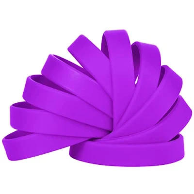 Image of LVNRIDS 100 Silicone Wristbands Rubber Bracelets for Children Teens, 7 inch Wholesale Sports Elastic Wristband Bracelet Bulk Gifts Teacher Supplies Party Decorations Purple