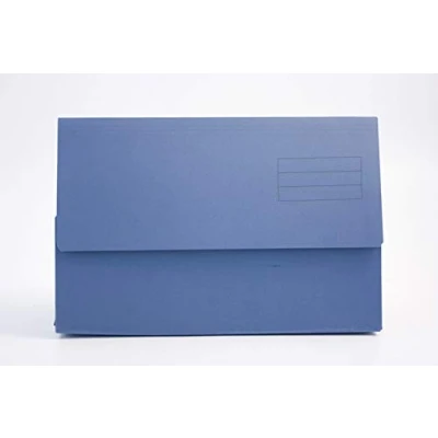 Image of Exacompta Ref 211/1900Z Guildhall Plain Document Wallets, 34.5 x 24.5cm, 250gsm Medium Weight Premium Quality Manilla, Holds A4 &amp; Foolscap Documents Blue, Pack of 10
