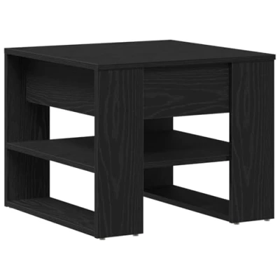 Image of vidaXL medium square coffee table black oak engineered wood living room modern design elegant matte finish with storage shelves