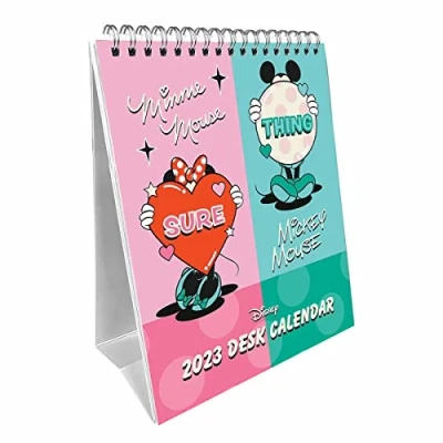 Image of Pyramid International Disney Mickey Mouse &amp; Minnie Calendar 2023 Month to a View Desk 15cm x 19cm Official Merchandise