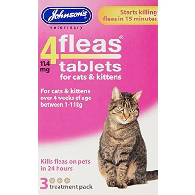 Image of Johnsons Veterinary Products 4Fleas Tablets for Cats and Kittens, Pack of 3