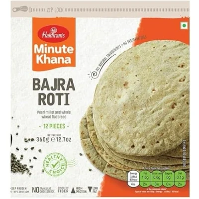 Image of Haldiram&#039;s Bajra Roti Minute Khana Ready to eat Fresh Wheat Flat Bread Frozen Food 100% Natural Indian Origin 360G (Pack of 2)