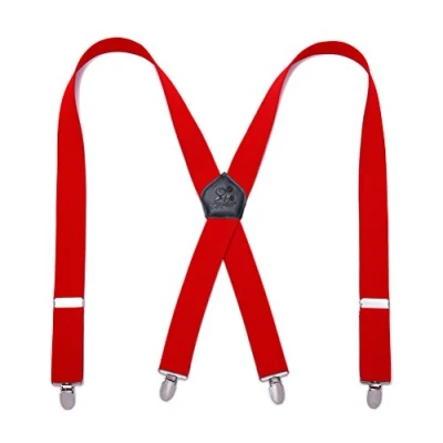 Image of KANGDAI Men Braces Strong Metal Clips 4 X Back Durable Elastic Adjustable Suspenders Heavy Duty Mens