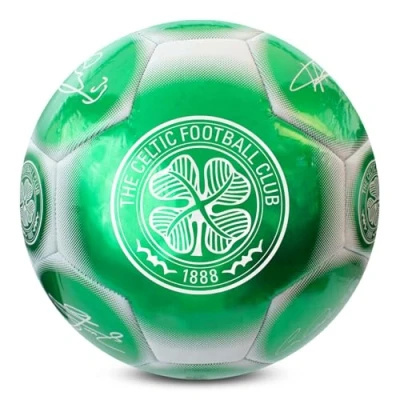 Image of Hy Pro Officially Licensed Celtic F.C. Classic Signature Football Metallic, Size 5, The Bhoys, Training, Match, Merchandise, Collectible For Kids and Adults, Green