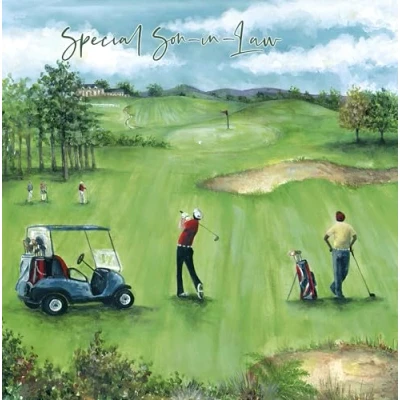 Image of Noel Tatt Son in Law Birthday Card Round of Golf Eco Friendly and Recyclable
