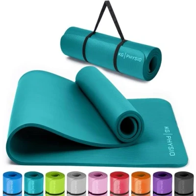 Image of KG Physio Yoga Mat Thick Mats for Women &amp; Men, High Density NBR Foam Excercise Mat, Non Slip Sweat Resistant, Ideal Pilates, Home Fitness and Workout Strap Included