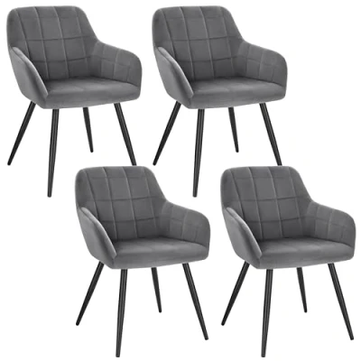 Image of WOLTU Dining Chairs set of 4 Dark Grey Velvet,Kitchen Living Room Reception with Padded Seat,BH93dgr