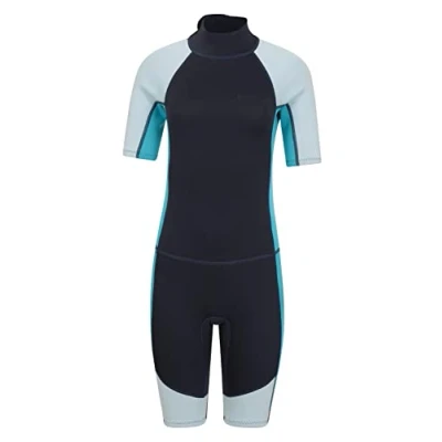 Image of Mountain Warehouse Shorty Womens Wetsuit 2.5mm Thickness, Neoprene Ladies Swimsuit, Extended Puller, Flatlock Seams For Spring Summer, Scuba Diving, Swimming Navy 20 22