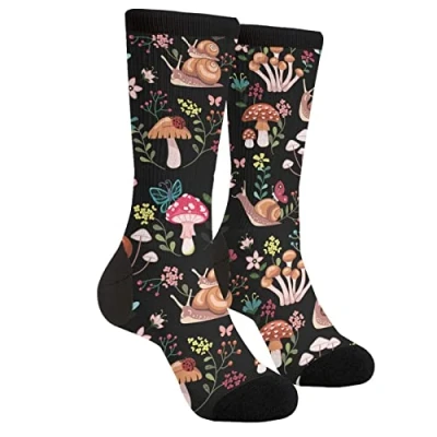 Image of XVBCDFG Mushrooms Snails Socks Funny Crew Dress For Men Women