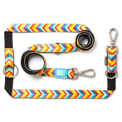 Image of Max &amp; Molly 6 in 1 Hands Free Multi Function Dog Leash, Ultra Soft Padded Neoprene, Summertime M
