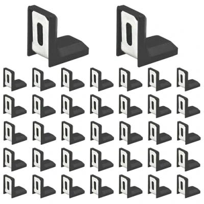 Image of 40 PCS L Shape Right Angle Corner Brackets,Shelf Bracket,Plastic Ourside Metal Inside Brace (Black)
