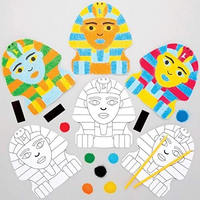 Image of Baker Ross AT838 Egyptian Sand Magnet Pack of 6, Ancient Egypt Craft, Art Kit for Children, Great Kids Arts and Crafts Projects, Black,Green,Orange