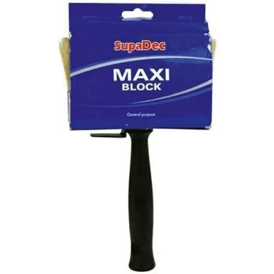 Image of SupaDec MAXI BLOCK Brush DIY Decorating Wall Emulsion &amp; Paste White Bristle With Stainless Steel Ferrule Multi Purpose Paint Decorator Ceiling Walls, Ceilings Furniture (30mm x 120mm)