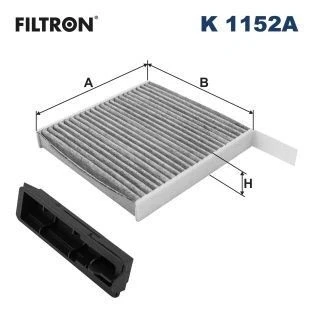 Image of 272776865R, 7711426872, 8201055422, 8201370532 Pollen Filter FILTRON K 1152A Activated Carbon 183mm 181mm 25mm RENAULT: CLIO 3, 2