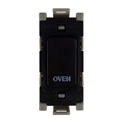 Image of Deta G3551BK Grid Switch 20 Amp Double Pole Marked &#039;Oven&#039; (Black)