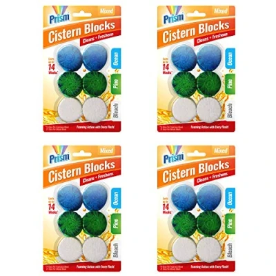 Image of 24pk Toilet Bowl Freshener Each 50g Block Lasts for 14 Days 24 Cistern Blocks in Ocean, Pine &amp; Bleach Scents by Prism